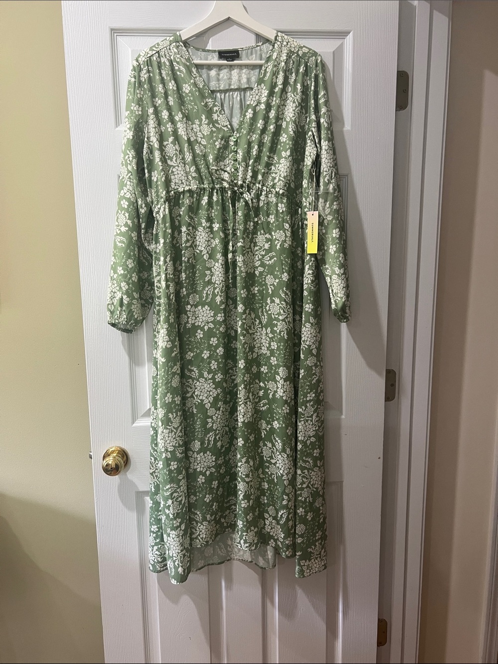 summersalt Green and White Floral Maxi Dress